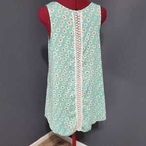 Daisy Flowy Tank Top Shirt Lace Back Ing Blue